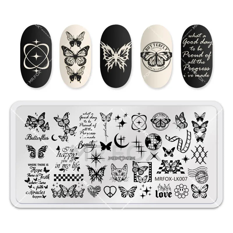 1PCS Halloween Nail Stamping Plates Rectangle Template Stencils Nail Art Stamp Image Plate Manicure Nail Print Tools