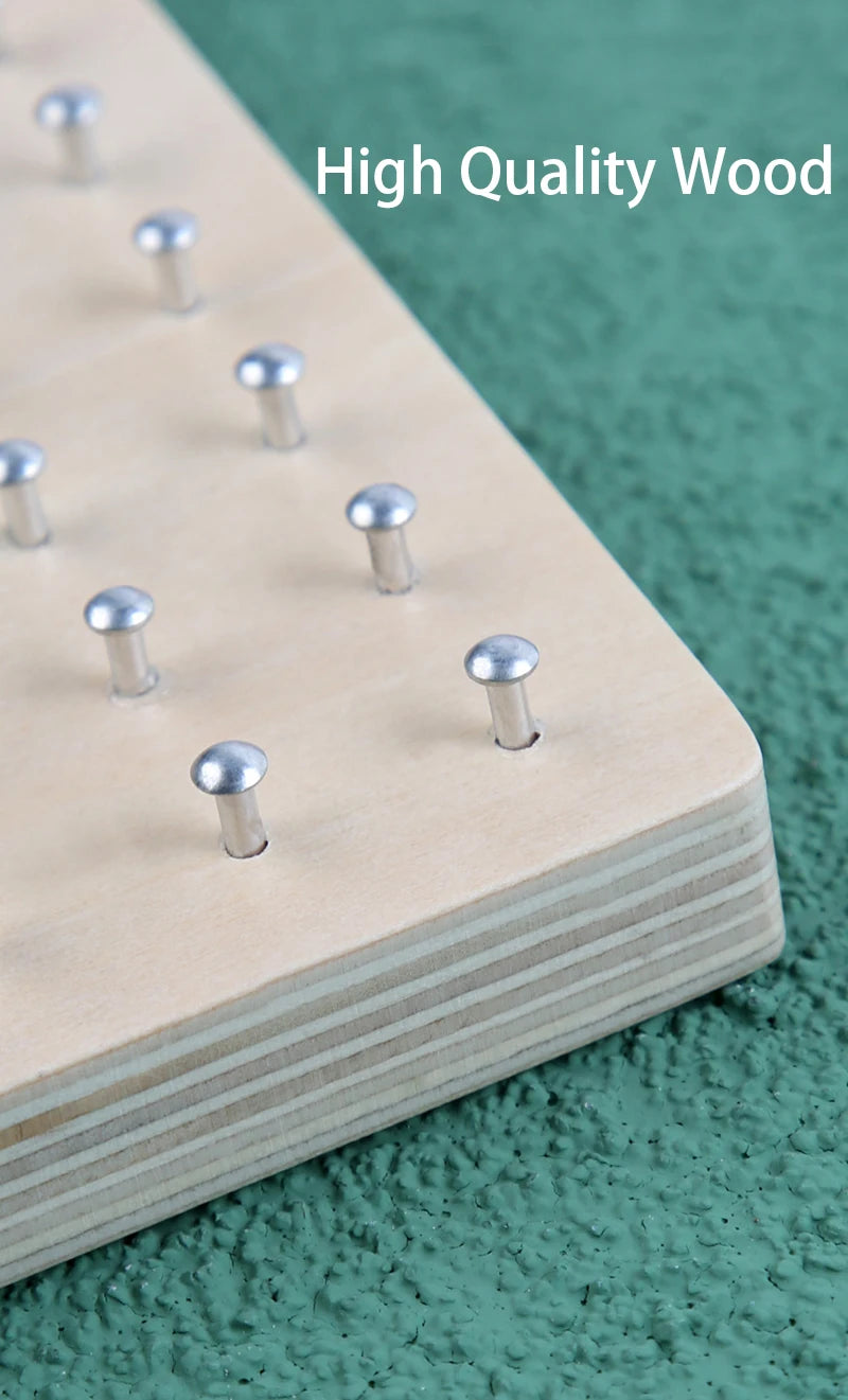 Children Math Wooden Toys Set Geometric Shape Rubber Band Nailboard Game Montessori Educational Creative Toy Fine Christmas gift