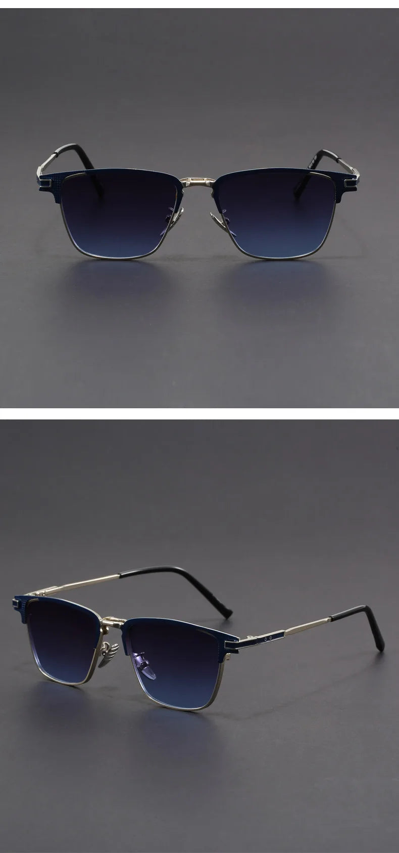 New Titanium Metal Square Sunglasses Half Frame Polarized Sunglasses Man Woman Luxury Brand Designer Sun Glasses Male Retro Rive