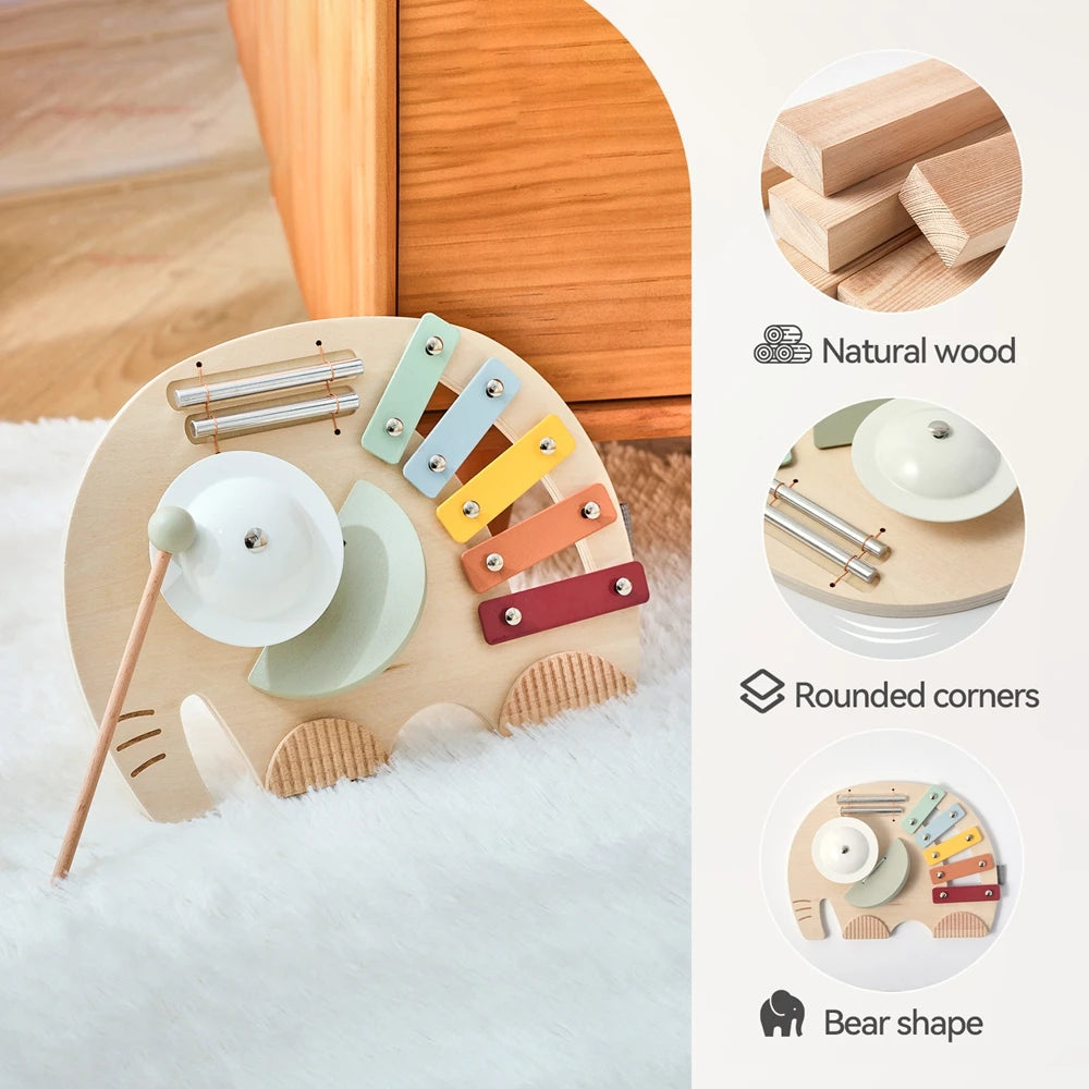 Baby Wooden Instruments Toys Educational Children's Musical Toys Elephant Xylophone Toys Newborn Birthday Gifts Music Table Toys