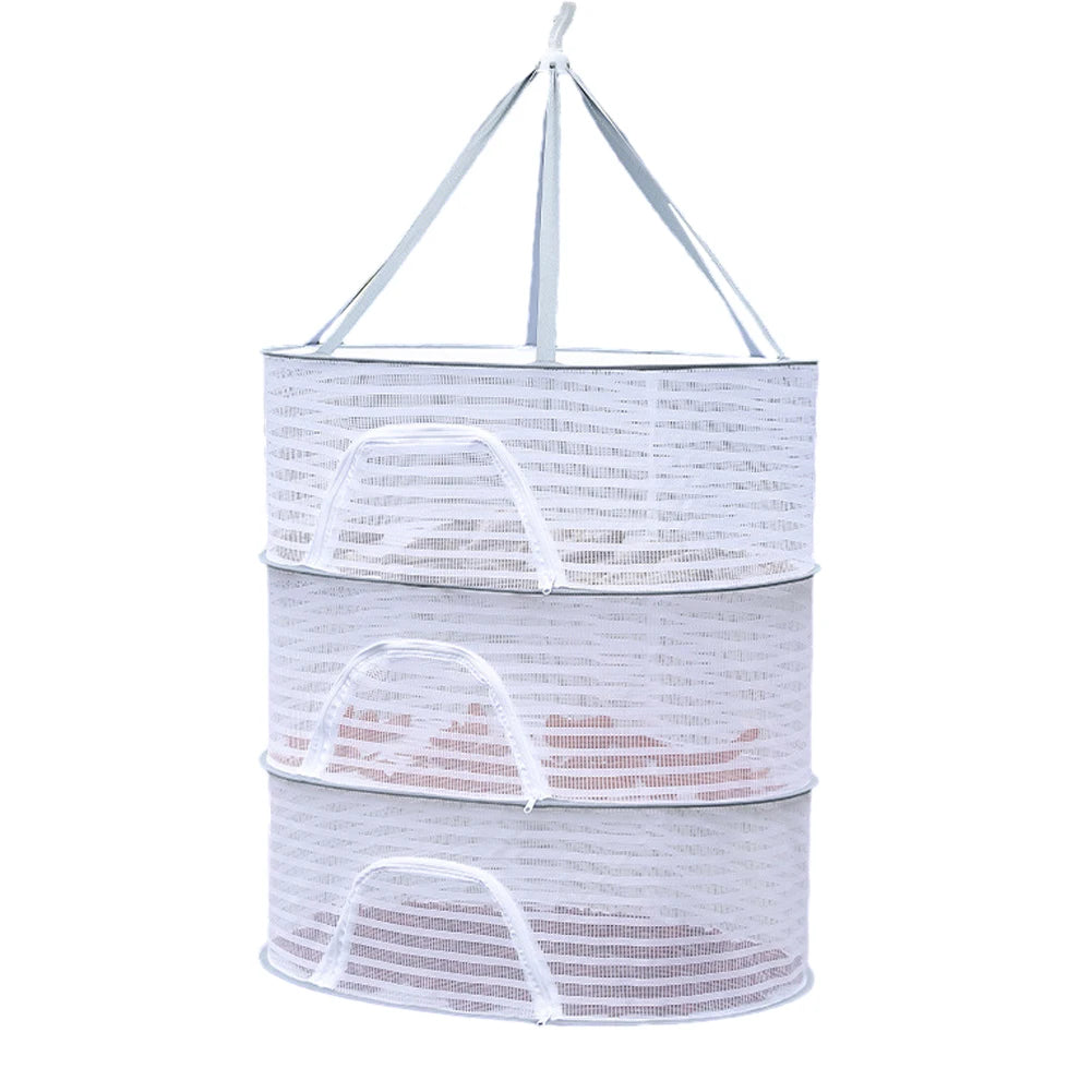 4 Layer Drying Net Herbs Removable Bra Drying Clothes Net Folding Anti-Fly Windproof Hook Drying for Fish/Vegetables/Fruit/Herbs