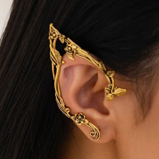 Ingemark 1Pair Goth Fairy Elf Ear Cuff Earrings Women Fashion Statement Vintage Piercing Clip Earring Halloween Party Jewelry