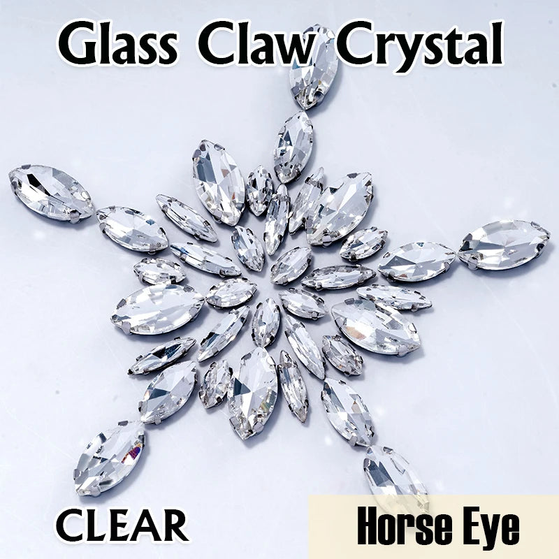 DUCrystal 50pcs/pack Mix Size Glass Crystal Sew On Rhinestones Flatback Rhinestones for Clothes Crafts Sewing Beads Decorations