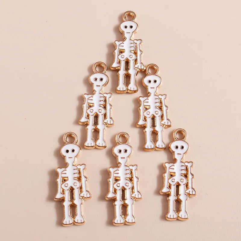 10pcs Enamel Halloween Skull Skeleton Charms Penants for Necklace Earrings DIY Bracelet Handmade Jewelry Accessories Findings