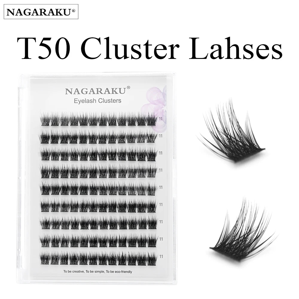 NAGARAKU T50 DIY Cluster Eyelashes Segment Volume Natural Lighter Bundles Makeup Tools Grafted At Home