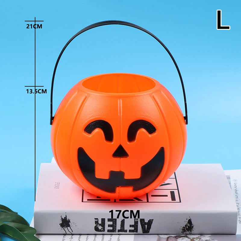 1pcs Pumpkin Bucket Halloween Candy Trick Or Treat Buckets Holder Pail Mini Basket Halloween Gift Home Decoration Props