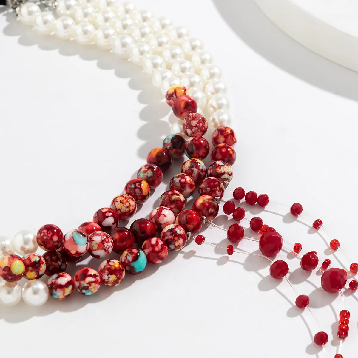 Gothic Blood Drop Fringe Necklace Choker Multi-colored Pearls Beaded Charm Fashion Halloween Party Jewelry Vampire Gifts for Her