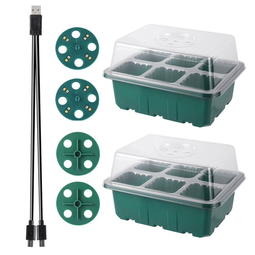 Seed Starter Tray Box With LED Grow Light Nursery Pot Seedling