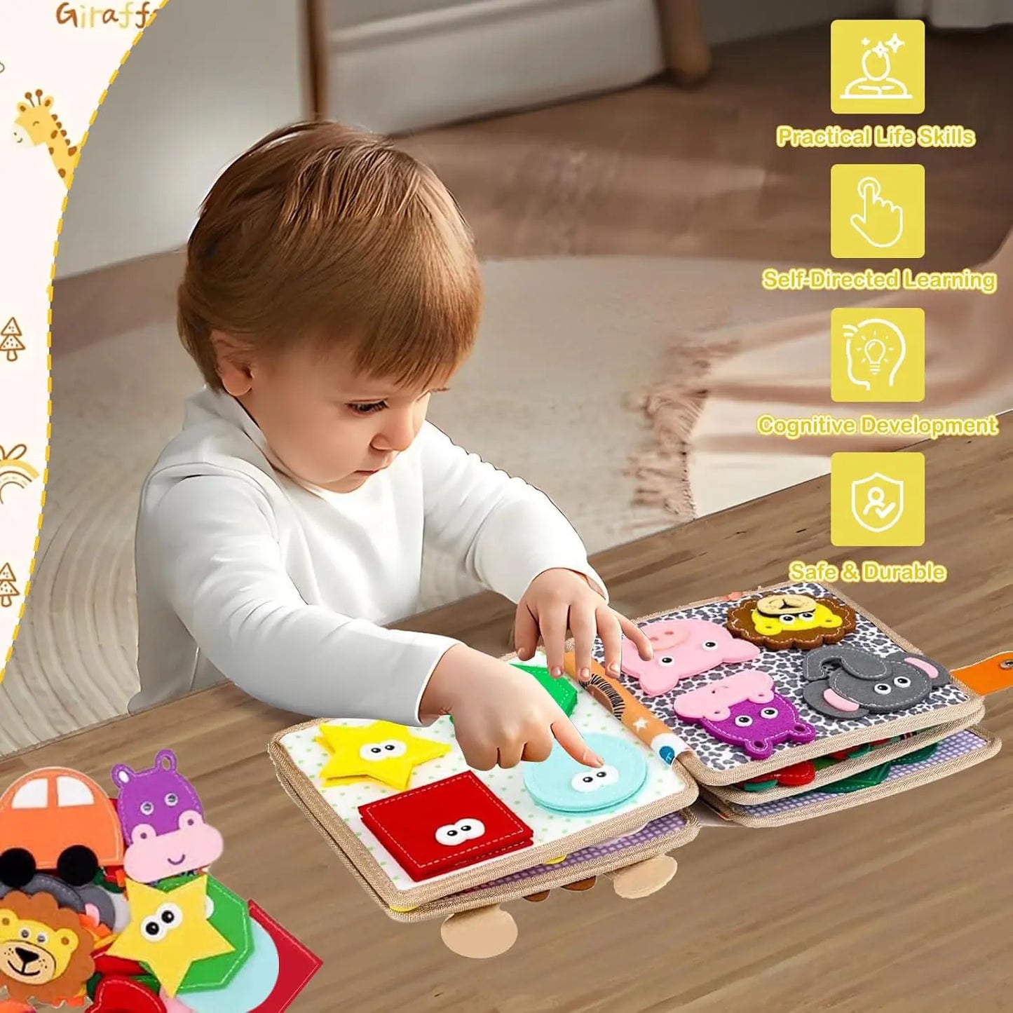 Early Education Enlightenment Busy Board Toys, Story Cloth Book, Colorful Fine Motor Skills Learning Toys, Travel Toys