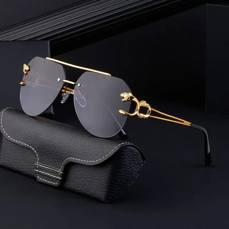 2024 Luxury Brand Sunglasses Men Retro Driving Sunglasses for Women Fashion Rimless Sun Glasses Uv400 Gafas De Sol Hombre