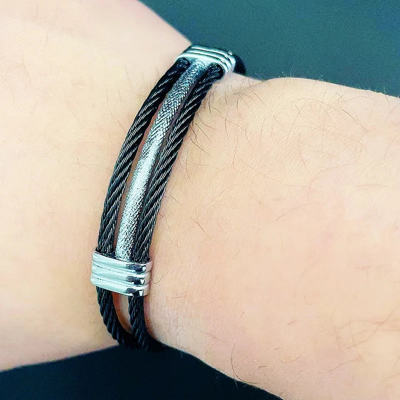 Luxury Gold Color Wire Knot Men Bracelet Hip Hop Women Stainless Steel Open Cuff Brangle Pulseira Bileklik Jewelry