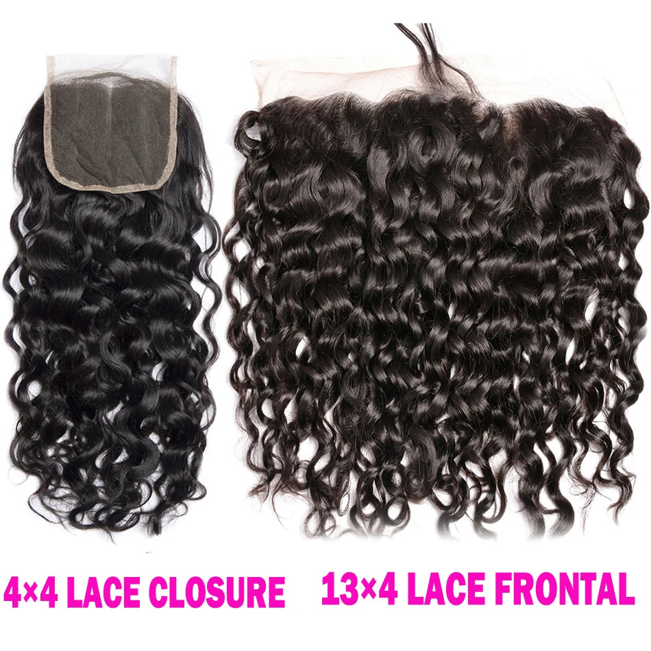 Lace Frontal Only 13x4 Water Wave Closure Human Hair Brazilian Lace Frontal Closure Deep Wave Straight Lace Front Closure Only