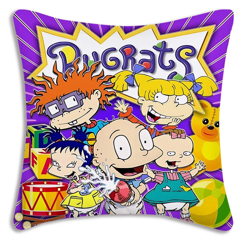 Cartoon Funny R-Rugrats Pillow Covers Cartoon Sofa Decorative Home Double-sided Printing Short Plush Cute Cushion Cover