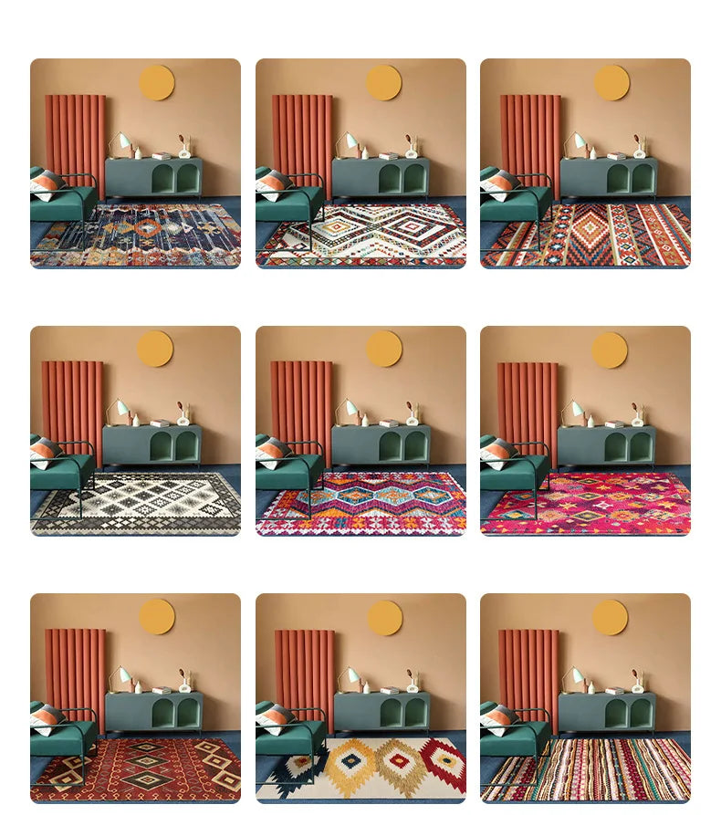 Bohemia Living room rugs Ethnic Style Bedroom Rug Large Area Rugs Non-slip Porch Mat Decoration home coffee tables floor mats