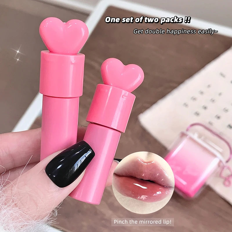 GegeBear Heartfelt Water-Gloss Lip Set:Lasting, Non-Fading Formula for a Natural, Compact, Portable Design Resembling Earbuds