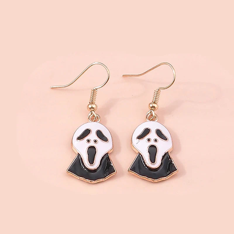 Aihua Fashion Halloween Earrings Enamel Ghost Skeleton Pumpkin Bat Spider Earrings For Women Halloween Night Party Jewelry Gifts