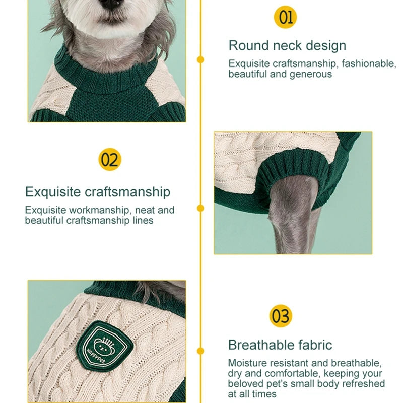 Small Dog Sweaters Knitwear Pullover Warm Pet Sweater Warm Soft Pet Holiday Clothes for Fall Winter Christmas Halloween Party