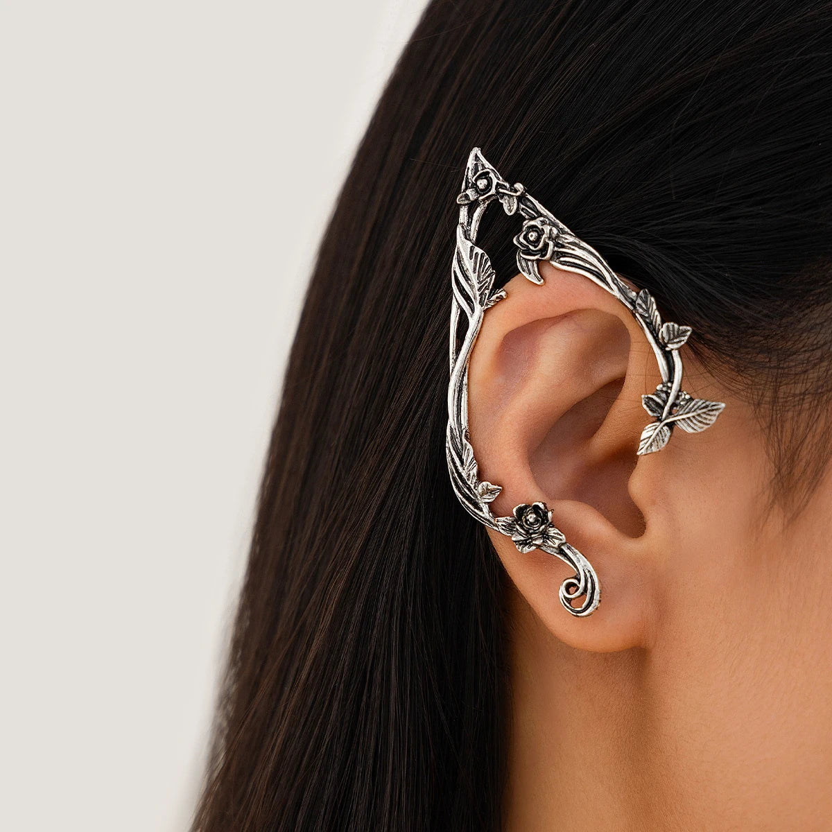 Ingemark 1Pair Goth Fairy Elf Ear Cuff Earrings Women Fashion Statement Vintage Piercing Clip Earring Halloween Party Jewelry
