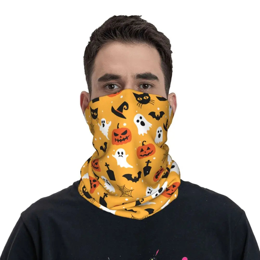 Custom Halloween Vampire Bats Winter Headband Neck Warmer Women Men Hiking Running Tube Scarf Face Bandana Gaiter