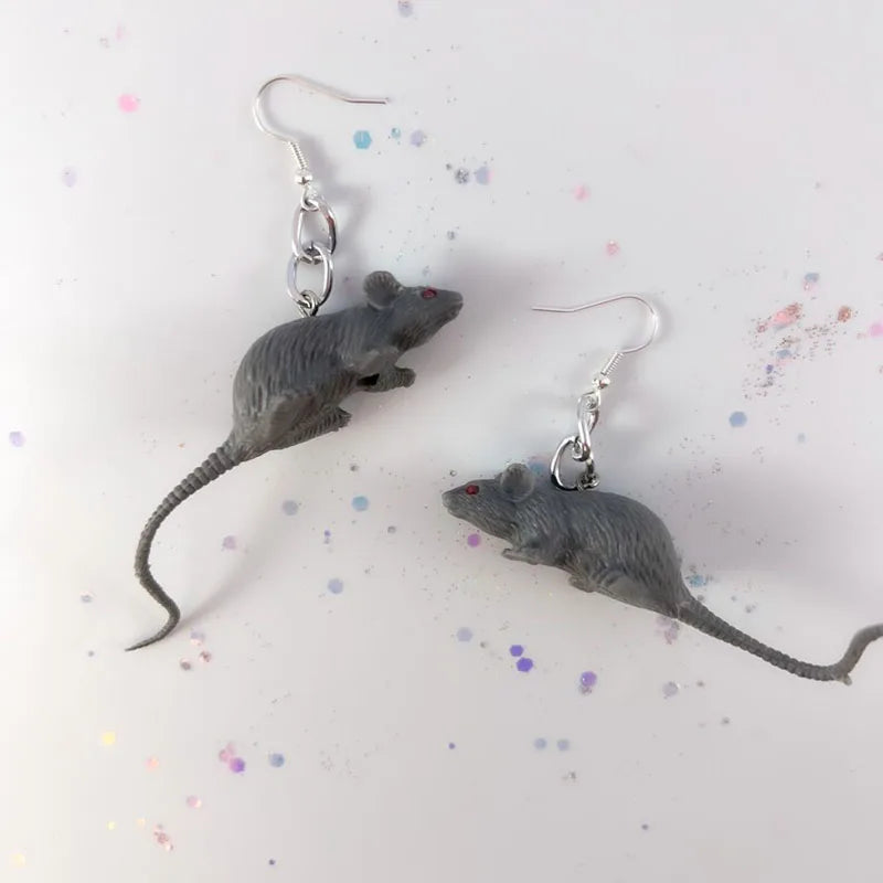 rats Black dangle Earrings Halloween mice goth halloween handmade jewelry unique