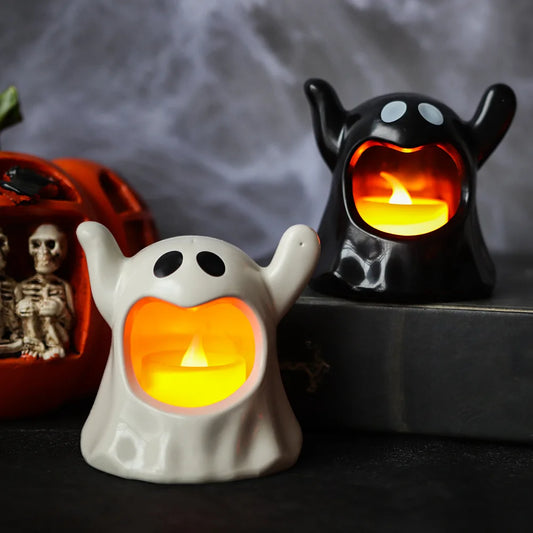 LED Electronic Candle Lights Kawaii Ghost Lights Halloween Scary Atmosphere Ornaments Kid Gift Party Desktop Decoration Props