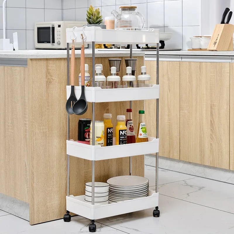 Household Seam Trolley Shelves Removable Kitchen Vegetable Spice Organizer Narrow Bathroom Storage Racks