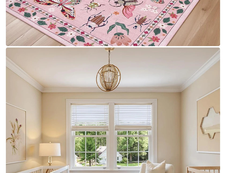 Rug for Living Room Carpet Large Size Bedroom Bedside Floor Mat Green Insect Carpets Tropical Rainforest Home Decoration Rugs