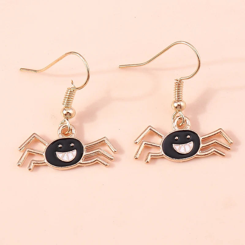 Aihua Fashion Halloween Earrings Enamel Ghost Skeleton Pumpkin Bat Spider Earrings For Women Halloween Night Party Jewelry Gifts