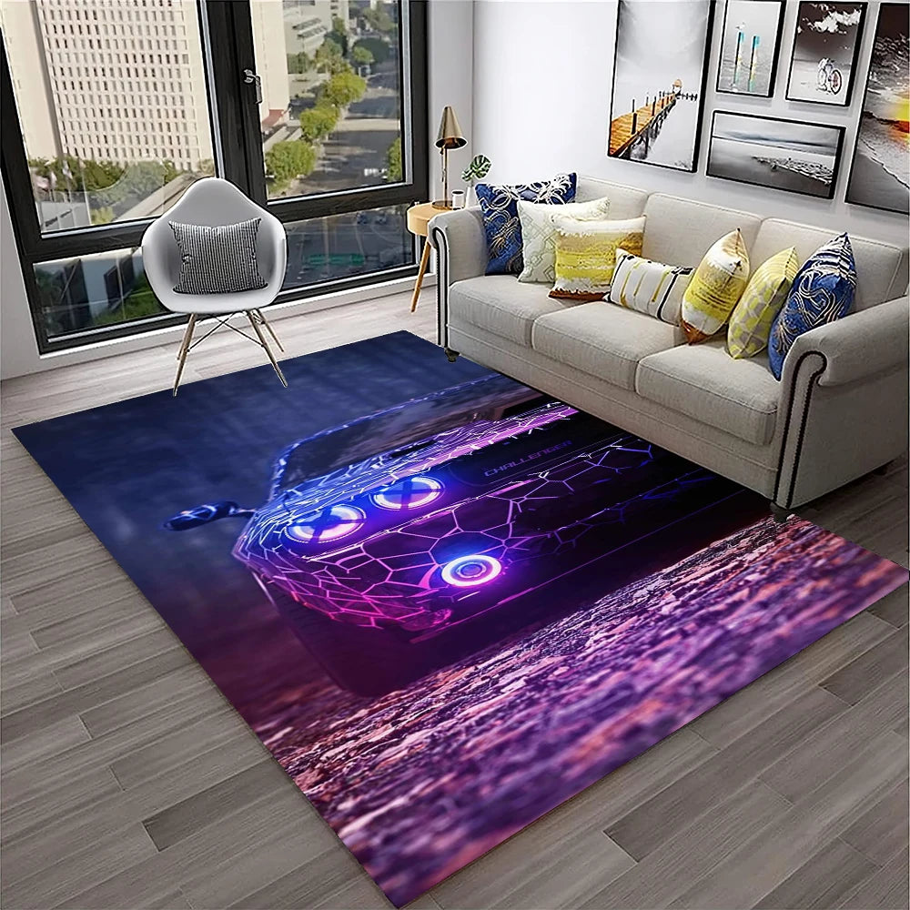 Racing Car Sports Car Carpet Rug for Home Living Room Bedroom Playroom Sofa Doormat Decor,Kids Game Area Rug Non-slip Floor Mat