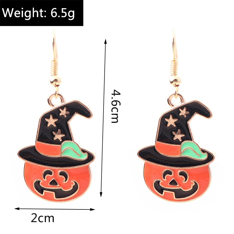 Aihua Fashion Halloween Earrings Enamel Ghost Skeleton Pumpkin Bat Spider Earrings For Women Halloween Night Party Jewelry Gifts