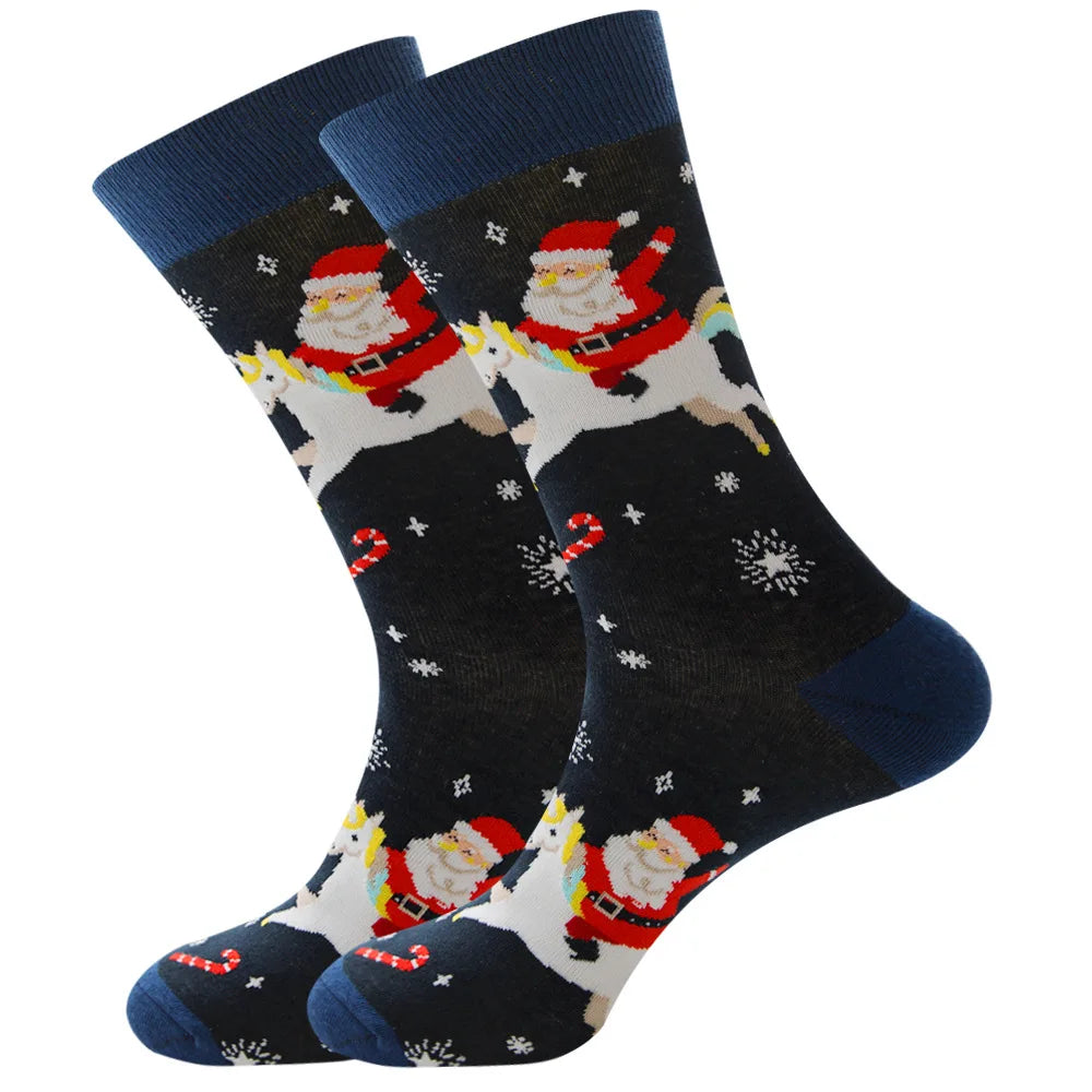 Men Women Socks Lover Christmas Halloween Celebrate Santa Elk Gift Party Biscuits Snow Happy Funny Tide Cotton Socks EU38-46