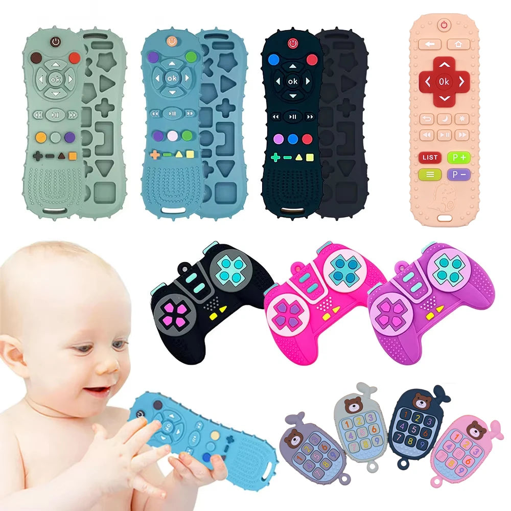 Montessori Baby Silicone Teether Toys Toddler Remote Control Boys Girls Gift Sensory Toys
