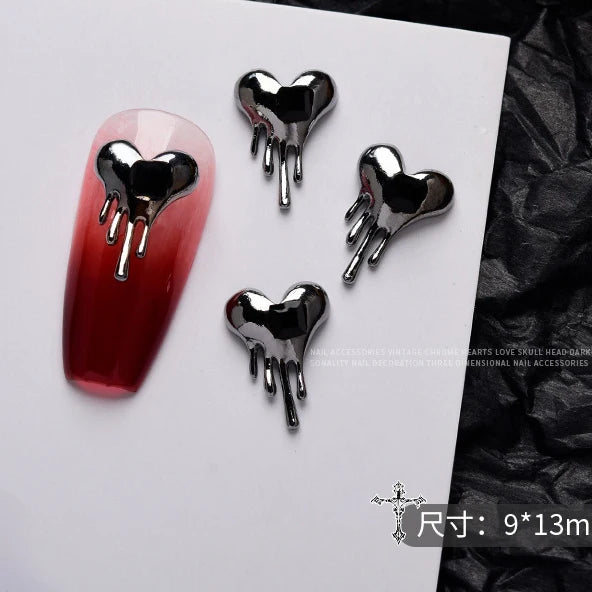 10PCS Gothic Punk Style Alloy 3D Nail Art Charms Heart Skeleton Cross Spider Design For Halloween Nails Decoration Accessories