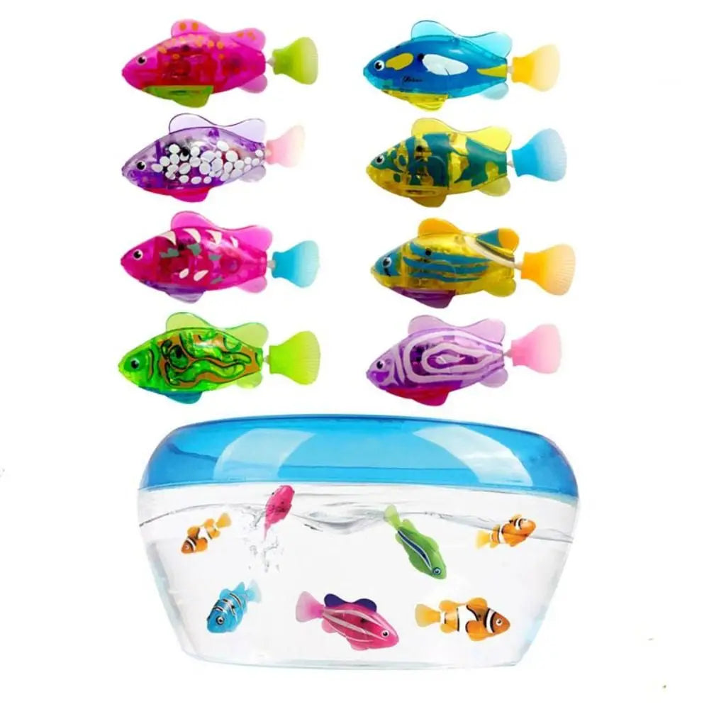Baby Shower Toys LED Electric Simulation Fish With Light Water Swimming Fish Tank Ornaments Pet Playing Toys
