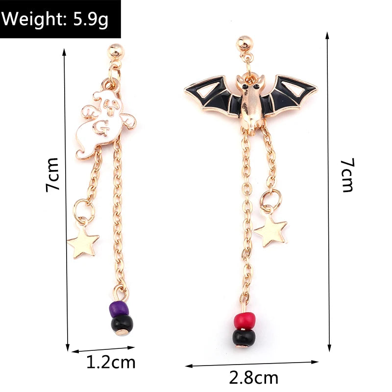 Aihua Fashion Halloween Earrings Enamel Ghost Skeleton Pumpkin Bat Spider Earrings For Women Halloween Night Party Jewelry Gifts