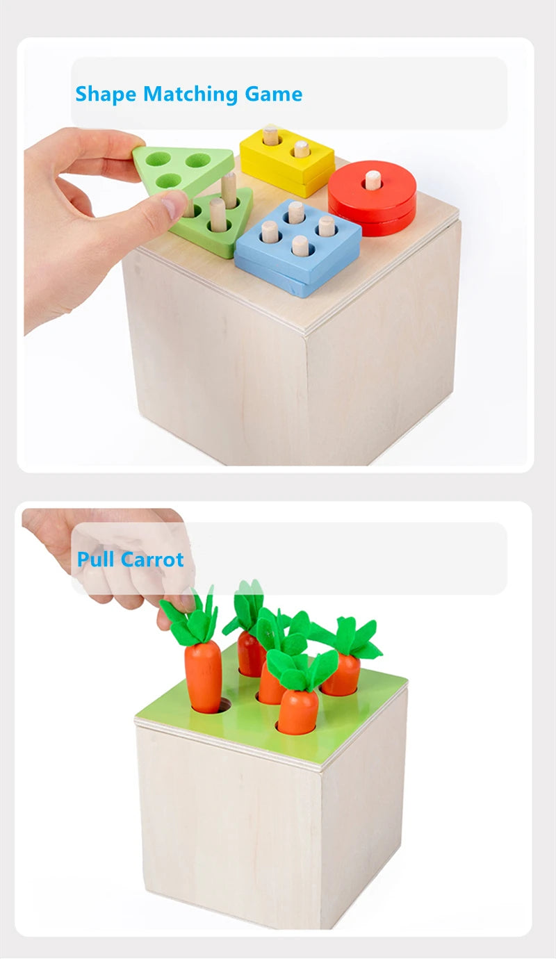 Montessori Educational Toys 4 In 1 Box Infant Toddler Matching Inserting Game Hand-Eye Coordination Fine Motor Skill Practice