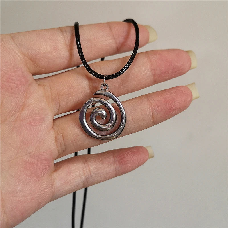 Goth Irregular Heart Cross Vortex Pendant Snake Rope Chain Necklace For Women Men Grunge Y2K 90s Punk Halloween EMO Accessories