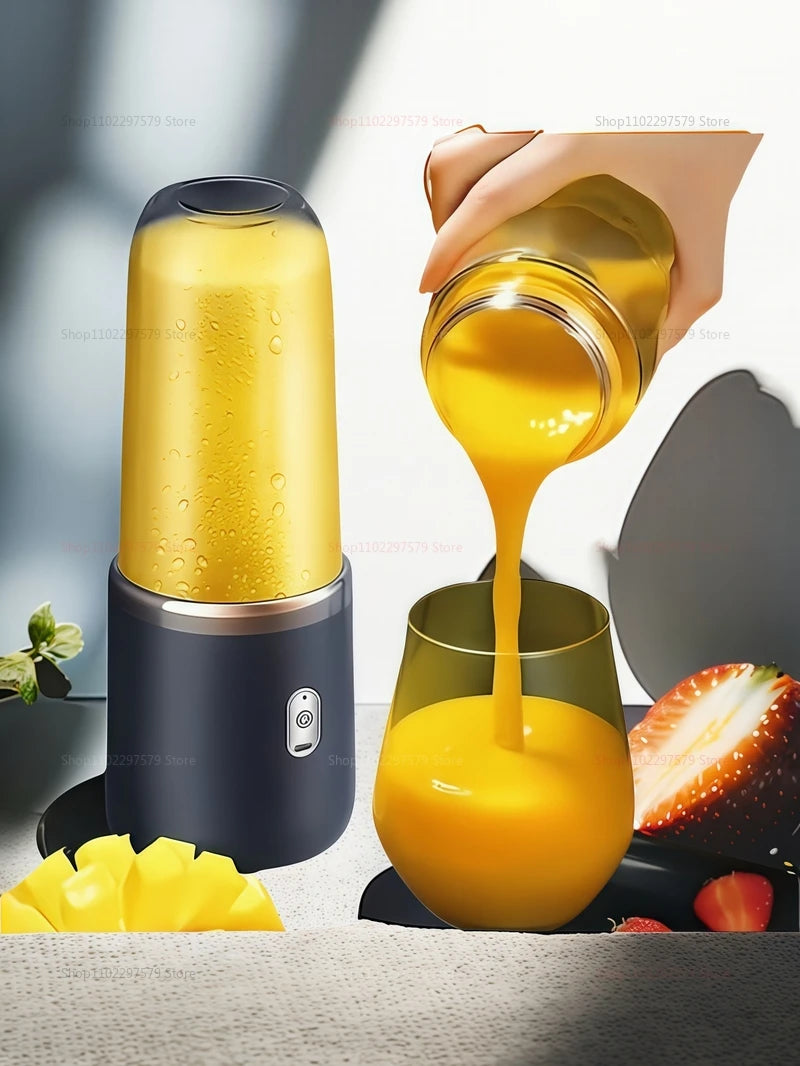 Multifunction Double Cup Juicer 400ml USB Rechargeable Portable Electric Juicer 6 Blade Fruit Blender for  Home Kitchen Tool