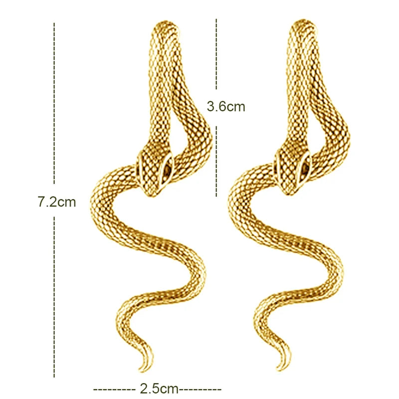 1Pair Gothic Snake Long Earrings For Women Girls Hip Hop Punk Detachable Snake Earrings Jewelry Accessories Halloween Gifts