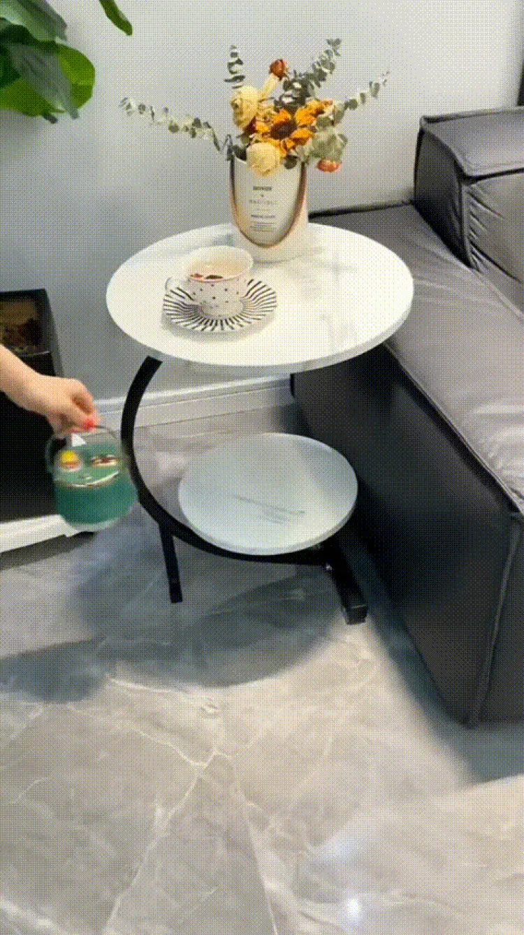 Household Mini Coffee Table Light Luxury Movable 2layer Sofa Side Table Bedside Storage Shelf Balcony Coffee Table Shelves