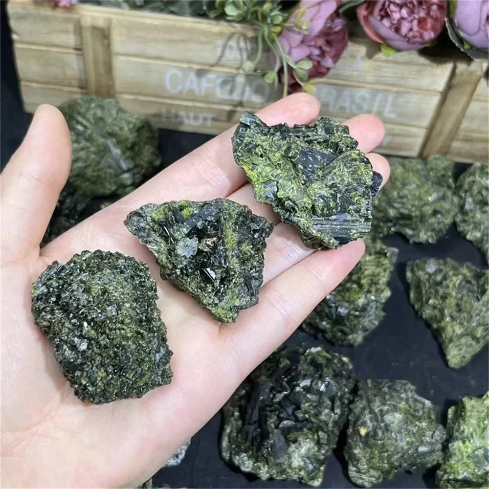 Crystal healing stone natural green tourmaline rough stone crystal raw stone for sale