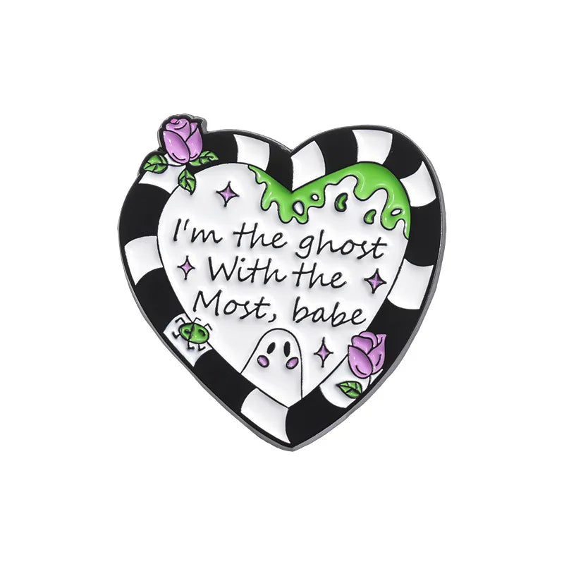 Anime Heart Rose Enamel Pins You Are Dreamy Cartoon Horror Mask Coffin Spider Lapel Badges Halloween Backpack Jewelry Gifts