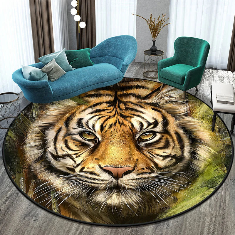 Tiger Round Rug Floor Mats Living Room Rugs Kids  Decor Gifts Restroom     Prayer  Area