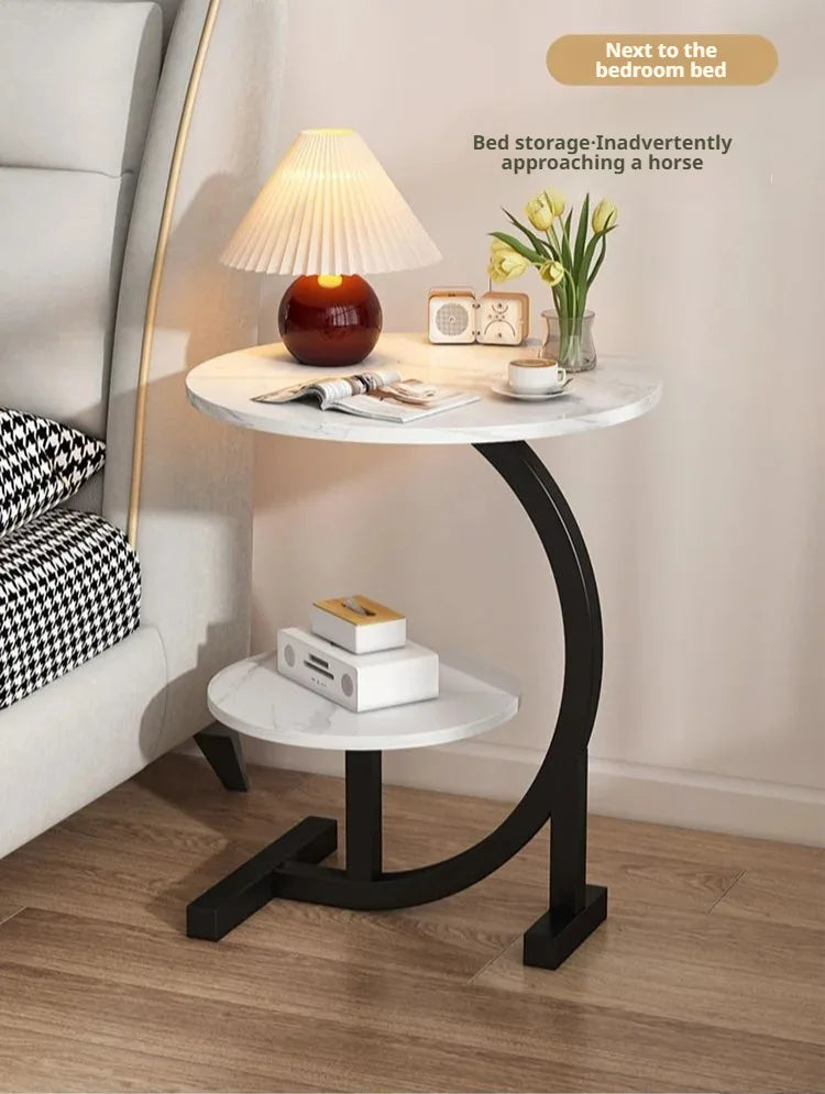 Household Mini Coffee Table Light Luxury Movable 2layer Sofa Side Table Bedside Storage Shelf Balcony Coffee Table Shelves