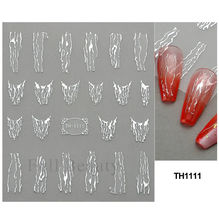 Nail Stickers Halloween Series Bat Skull Bone Ghost Pumpkin Pattern 3D Self Adhesive Decals For Nails Manicure Decoration LATH