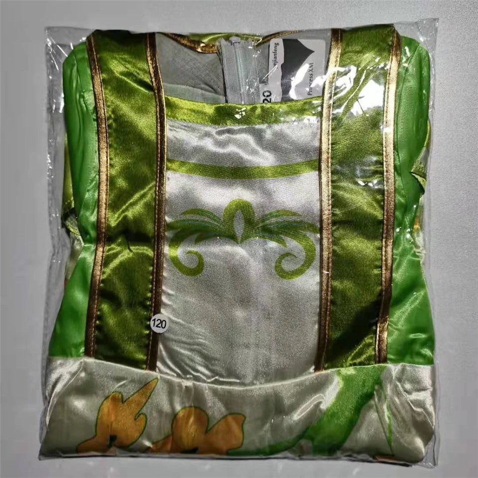 Halloween Girls Mulan Dress Children Fancy Fairy Princess Dress Up Chinese Style Christmas Vintage Green Floral Dresses Hanfu