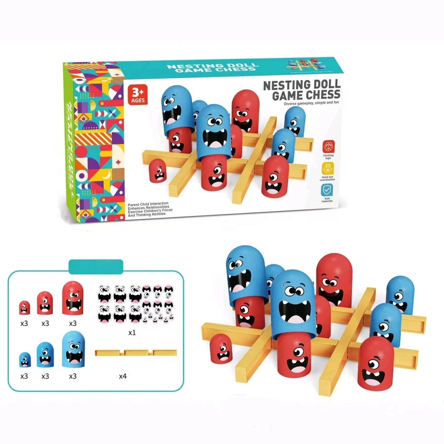Tic Tac Toe Big Eat Small CartoonThinking Training Board Game Parent-Child Interactive Educational Toys For Kids Christmas Gifts