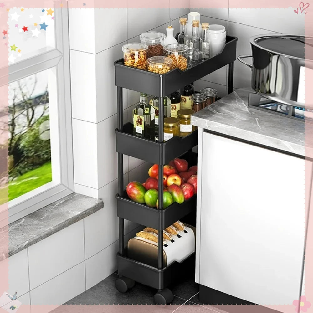 Household Seam Trolley Shelves Removable Kitchen Vegetable Spice Organizer Narrow Bathroom Storage Racks