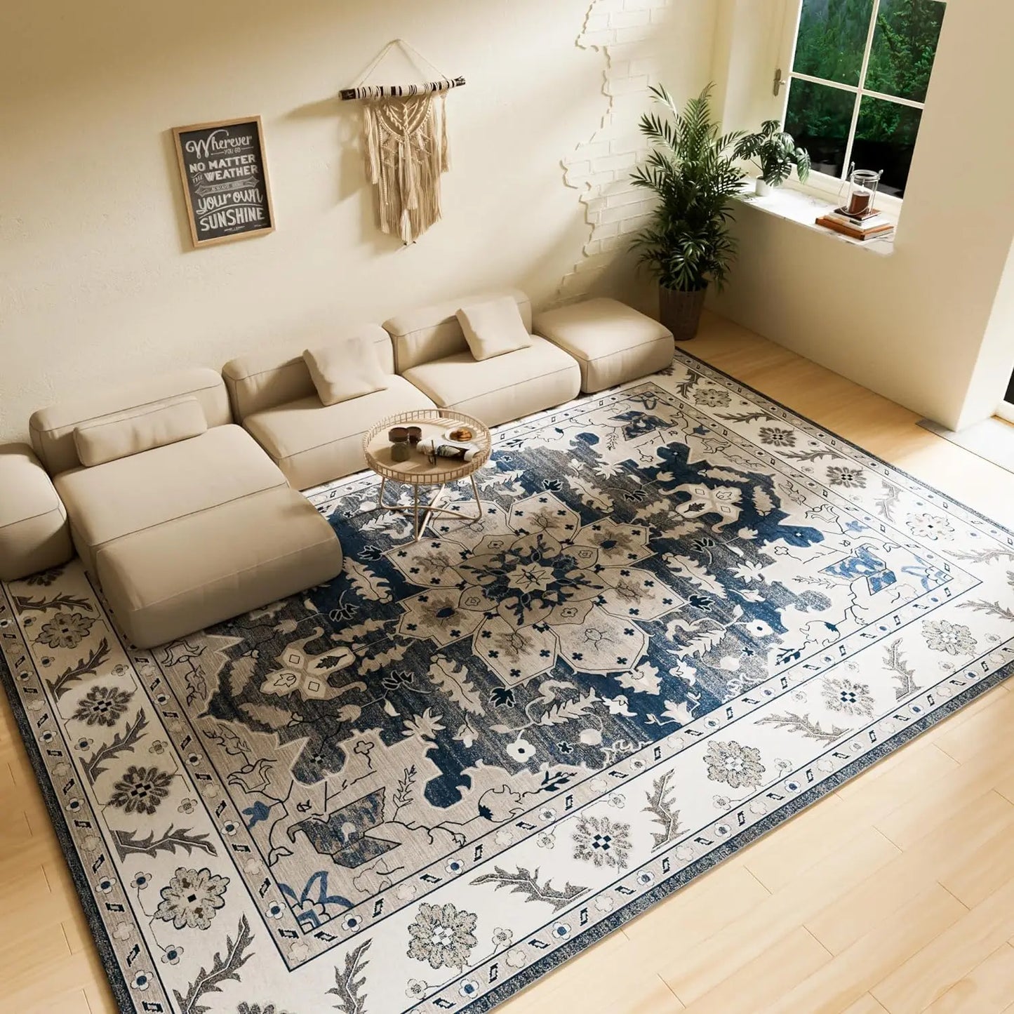 Rug Bedroom Washable Living Room Kitchen Dining Room Non-Slip Home Decor Carpet Morden Art Ultra Soft Blue Area Peaceful Rugs