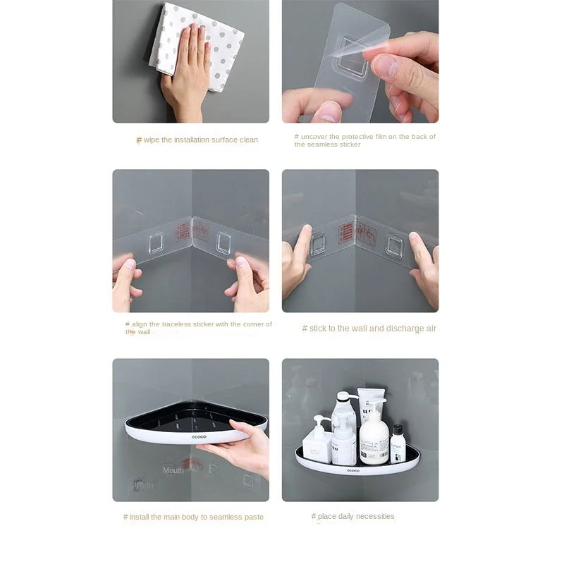 Corner Bathroom Organizer Shelf Shampoo Cosmetic Storage Rack Wall Mounted Kitchen Household Items Bathroom Accessories